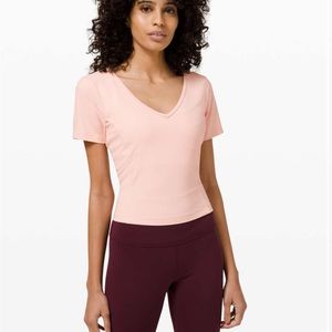 NWT Lululemon Nulu Slim Cropped Yoga SS: Size 0: Misty pink